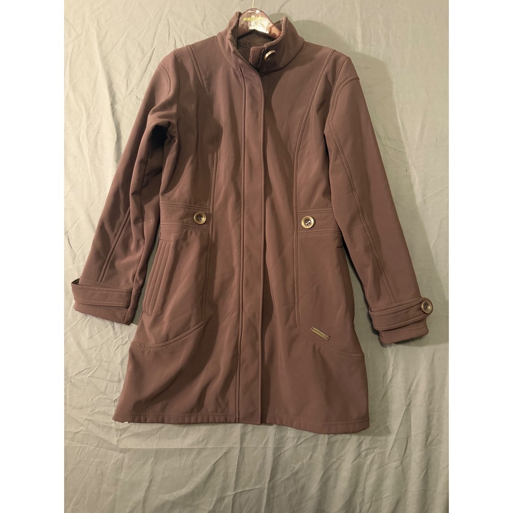 Merrell Aeroblock Softshell Jacket Womens Large Brown Mauve Fleece Lined Coat